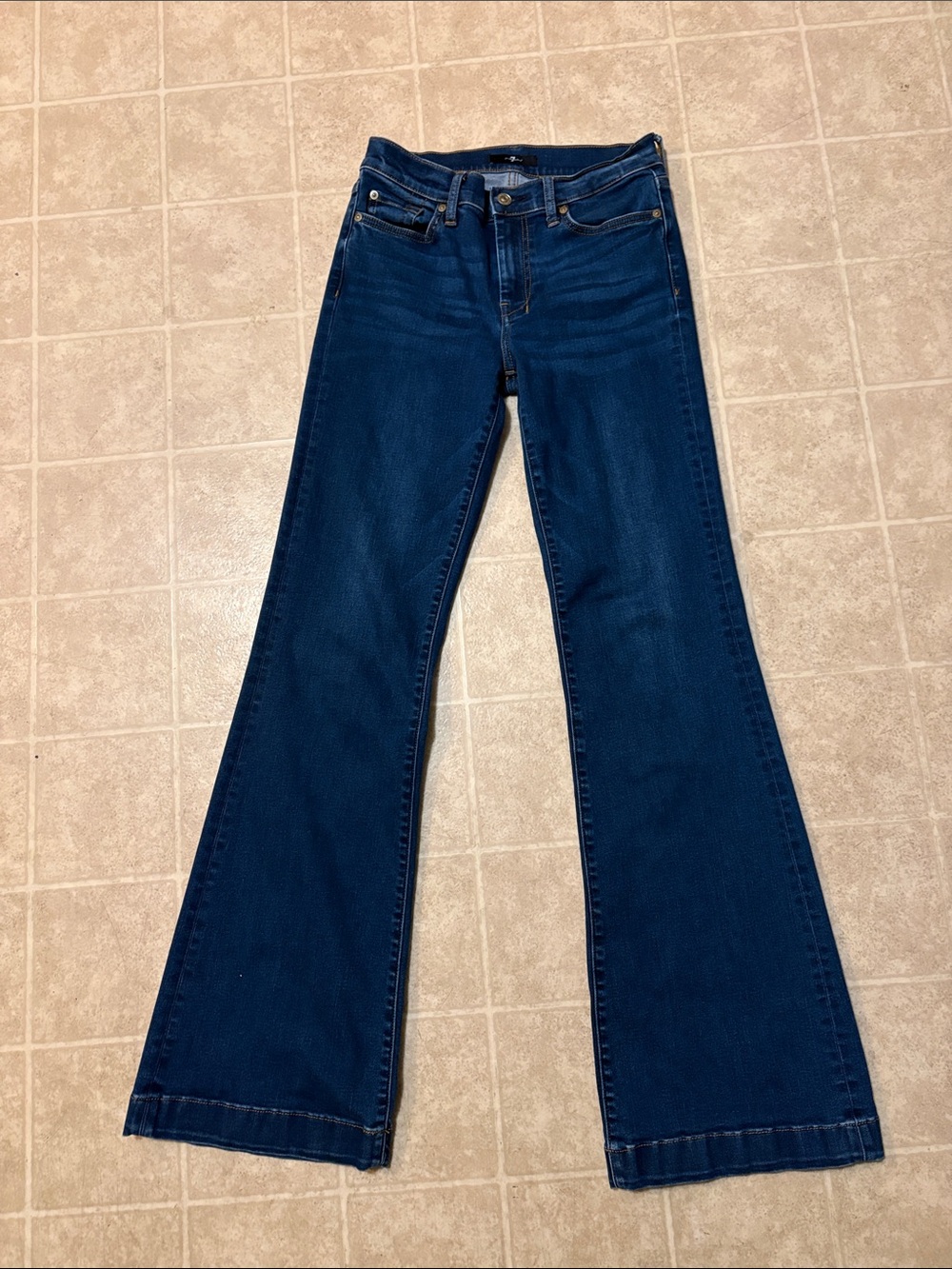 7 For All Mankind Dark Blue Flare Jeans - Picture 3 of 3